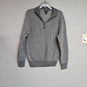 Isaac Mizrahi Men's Small Gray 1/4 Zip 100% 2-ply Cashmere Sweater Lightweight